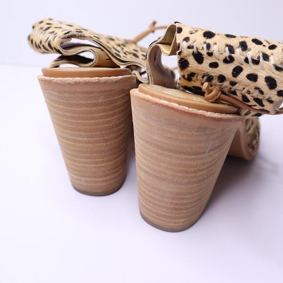 DOLCE VITA Luci Leopard Calf Hair Lace Up Sandal Crisscross Strap Women's 6 - Picture 5 of 11